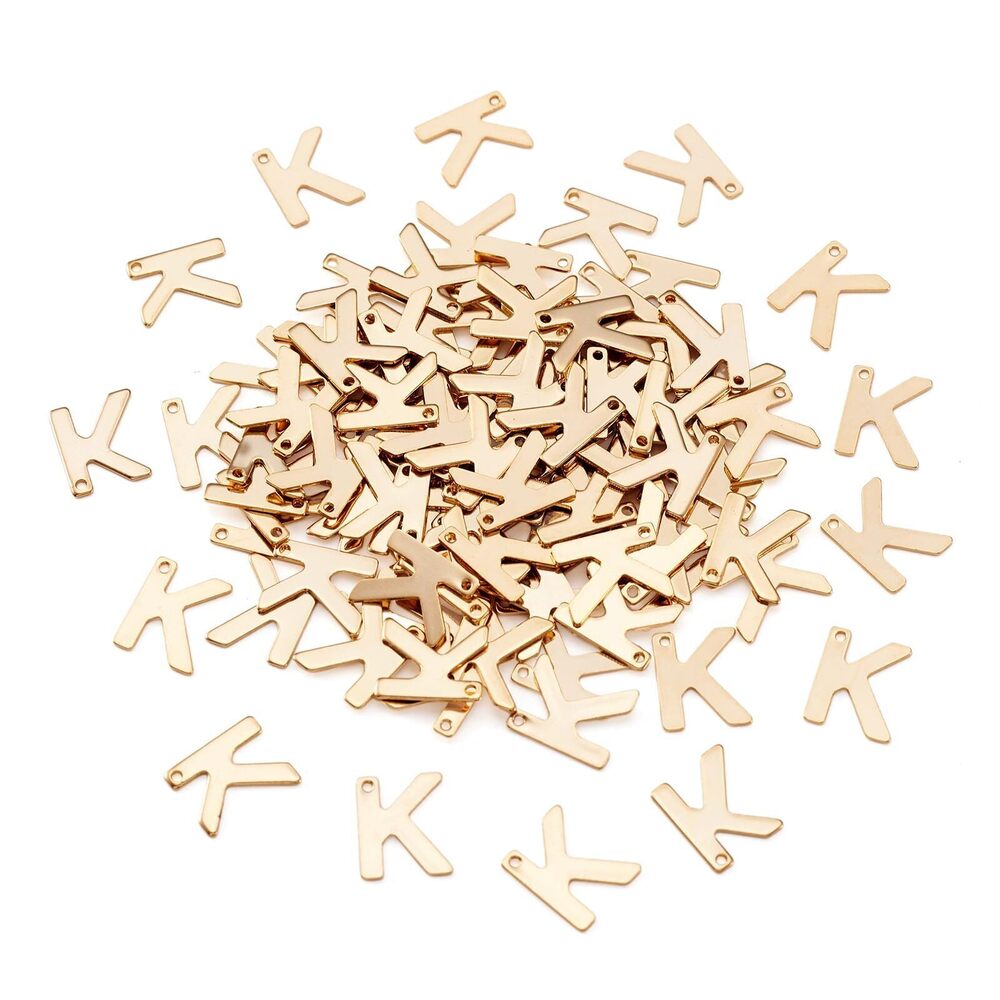 7295 Pandahall 100Pcs 304 Stainless Steel Letter K Charms Golden Alphabet